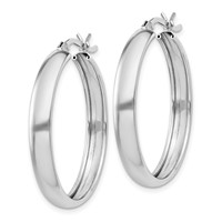 Sterling Silver Rhodium-plated 4mm X 30 Hoop Earrings view 2