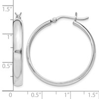 Sterling Silver Rhodium-plated 4mm X 30 Hoop Earrings view 4