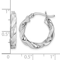 Sterling Silver Rhodium Plated Twisted 3.5x 20mm Hoop Earrings view 4