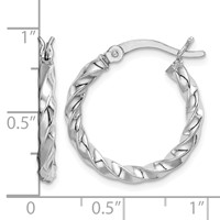 Sterling Silver Rhodium-plated Twisted 3x 20mm Hoop Earrings view 4