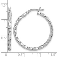Sterling Silver Rhodium-plated Twisted 3x 30mm Hoop Earrings view 4