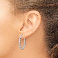 Sterling Silver Rhodium Plated Twisted 3.5x 30mm Hoop Earrings view 3
