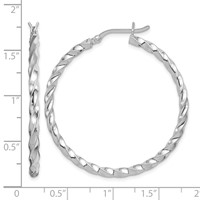 Sterling Silver Rhodium-plated Twisted 3x 40mm Hoop Earrings view 4