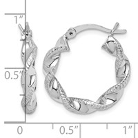 Sterling Silver Rhodium Plated Twisted 3.5x 20mm Hoop Earrings view 4