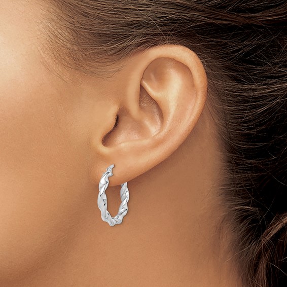 Sterling Silver 3.5mm Twisted Hoop Earrings