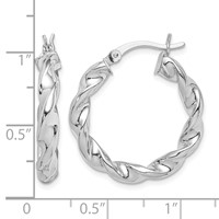Sterling Silver Rhodium Plated Twisted 3.5x 25mm Hoop Earrings view 4