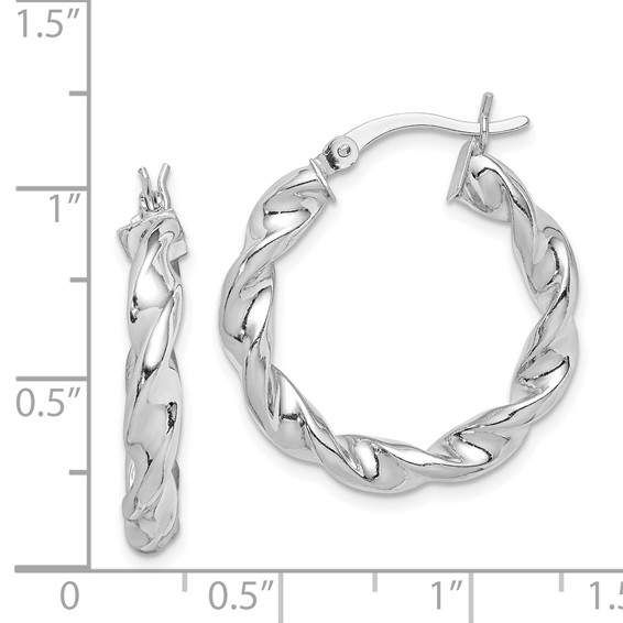Sterling Silver 3.5mm Twisted Hoop Earrings