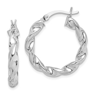 Sterling Silver 3.5mm Twisted Hoop Earrings
