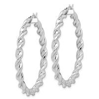 Sterling Silver Rhodium Plated Twisted 3.5x 45mm Hoop Earrings view 2