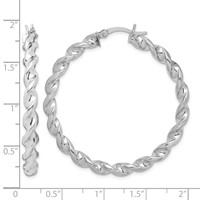 Sterling Silver Rhodium Plated Twisted 3.5x 45mm Hoop Earrings view 4