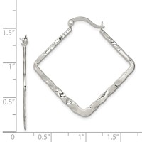 Sterling Silver Rhod-pltd Polished Hammered Square Hoop Earrings view 4