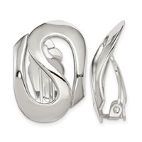Sterling Silver Polished Fancy S Design Non-Pierced Earrings view 1