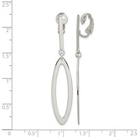 Sterling Silver Polished Non-Pierced Elongated Oval Dangle Earrings view 4