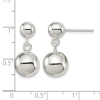 Sterling Silver Round Bead Dangle Post Earrings view 4