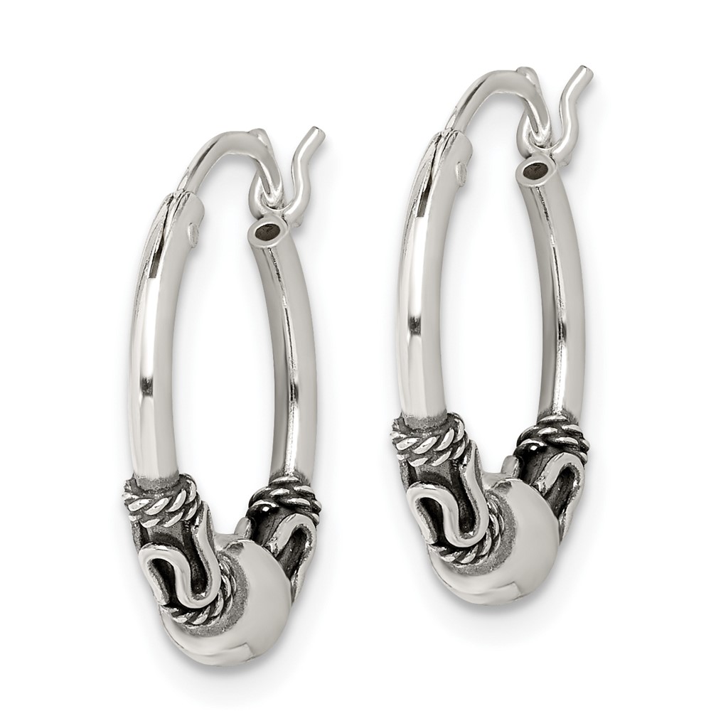 Sterling Silver Antiqued Hoop Earrings (QE6856)