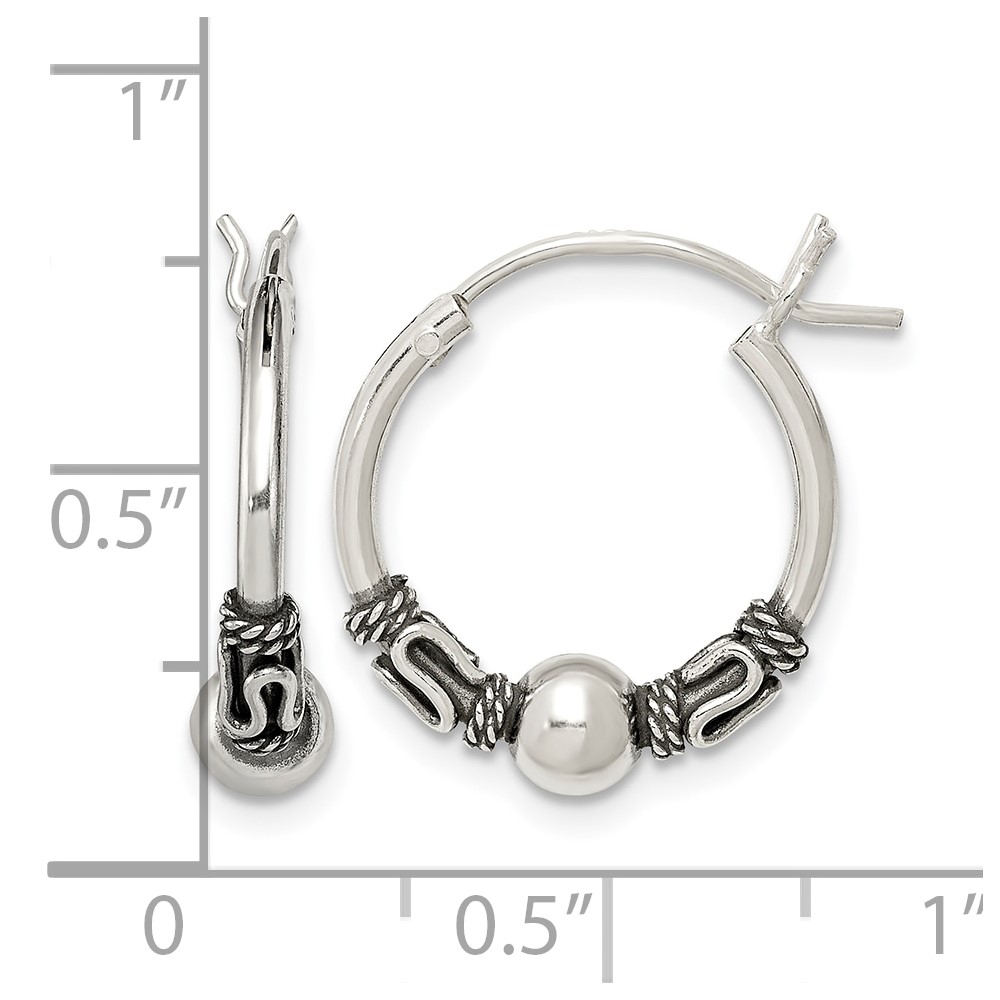 Sterling Silver Antiqued Hoop Earrings (QE6856)