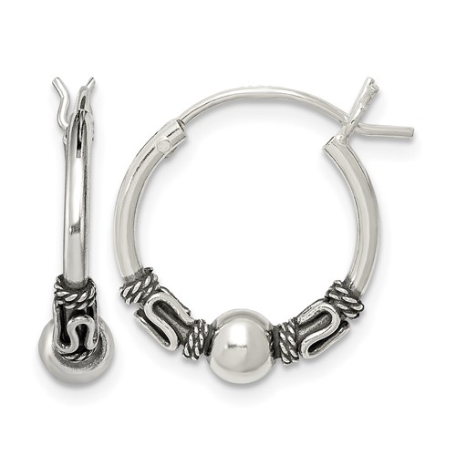 Sterling Silver Antiqued Hoop Earrings