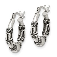 Sterling Silver Antiqued Hoop Earrings view 2