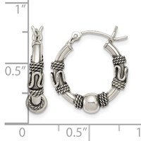 Sterling Silver Antiqued Hoop Earrings view 4