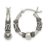 Sterling Silver Antiqued Hoop Earrings view 1