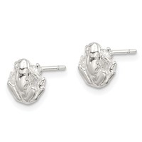 Sterling Silver Polished Mini Frog Post Earrings view 2