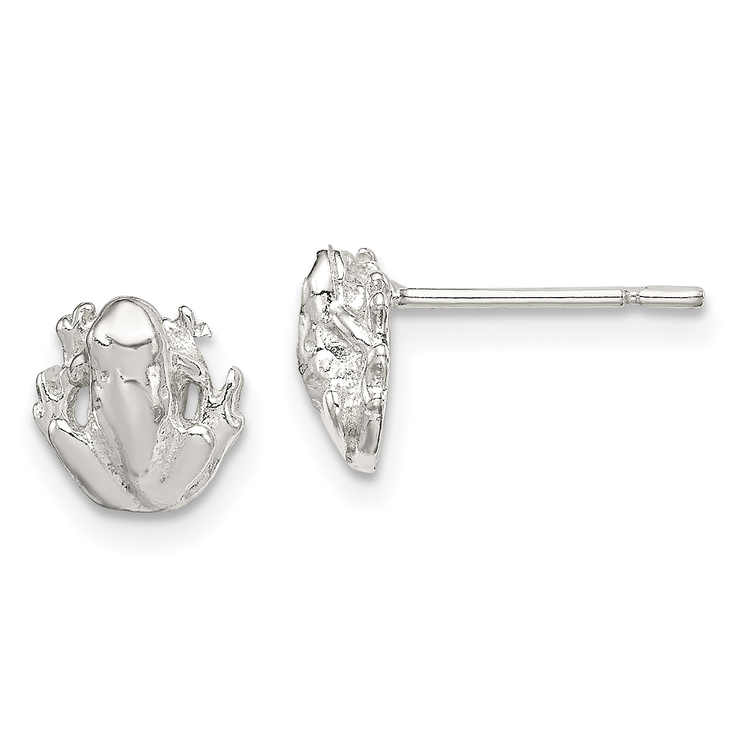 Sterling Silver Polished Mini Frog Post Earrings (QE686)