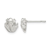 Sterling Silver Polished Mini Frog Post Earrings view 1
