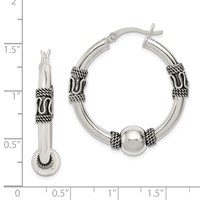 Sterling Silver Antiqued Hoop Earrings view 4