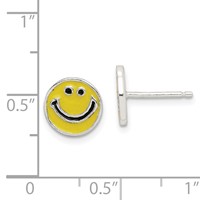 Sterling Silver Enameled Happy Face Post Earrings view 4