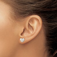 Sterling Silver Polished Heart Post Earrings view 3