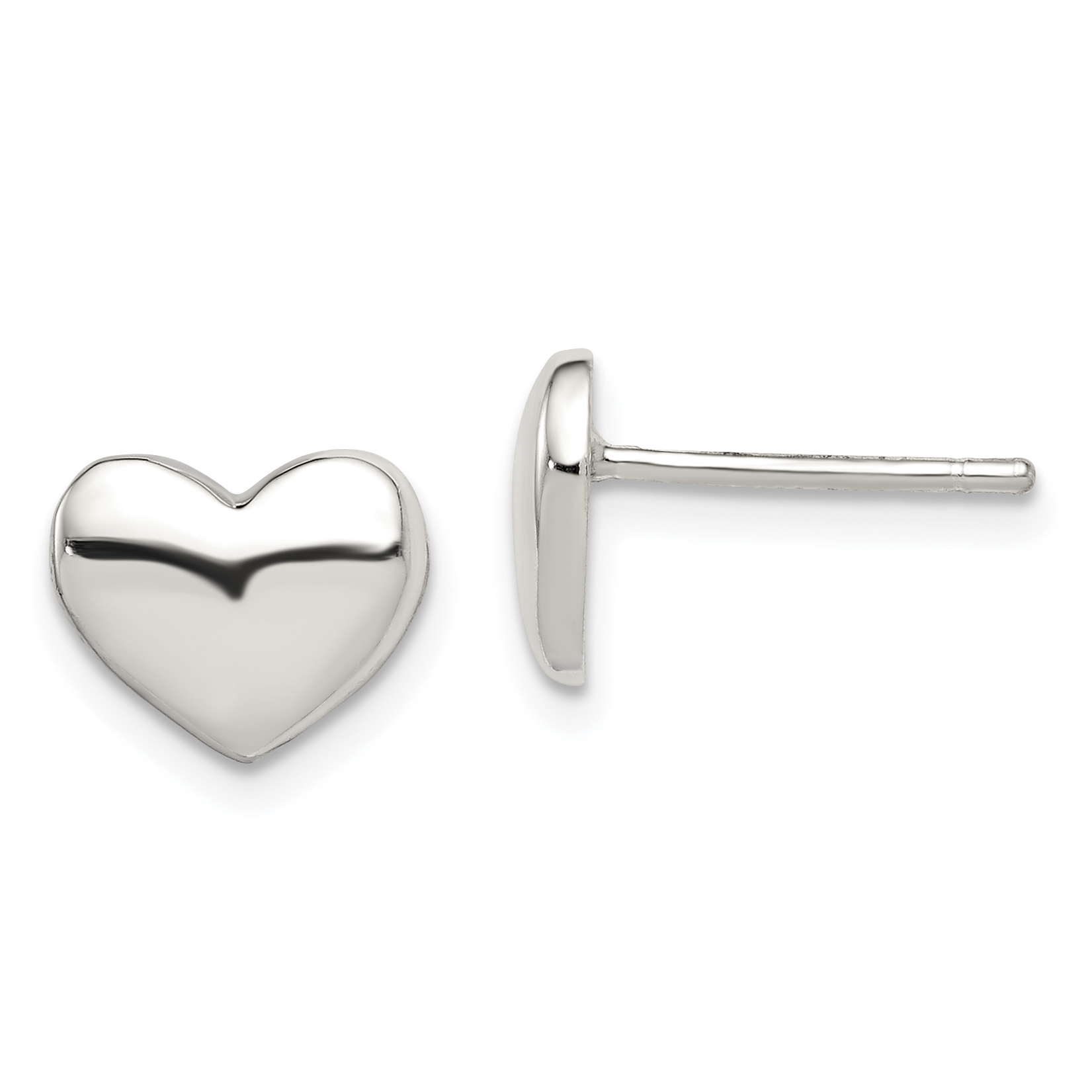 Sterling Silver Polished Heart Post Earrings (QE6867)