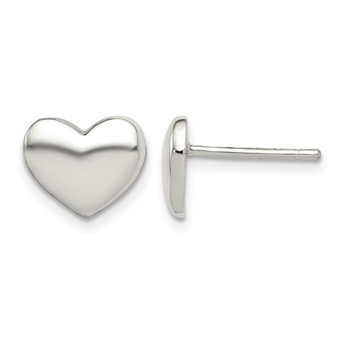 Sterling Silver Polished Heart Post Earrings