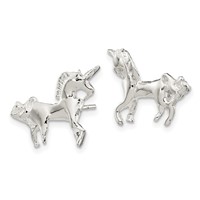 Sterling Silver Unicorn Mini Earrings view 2