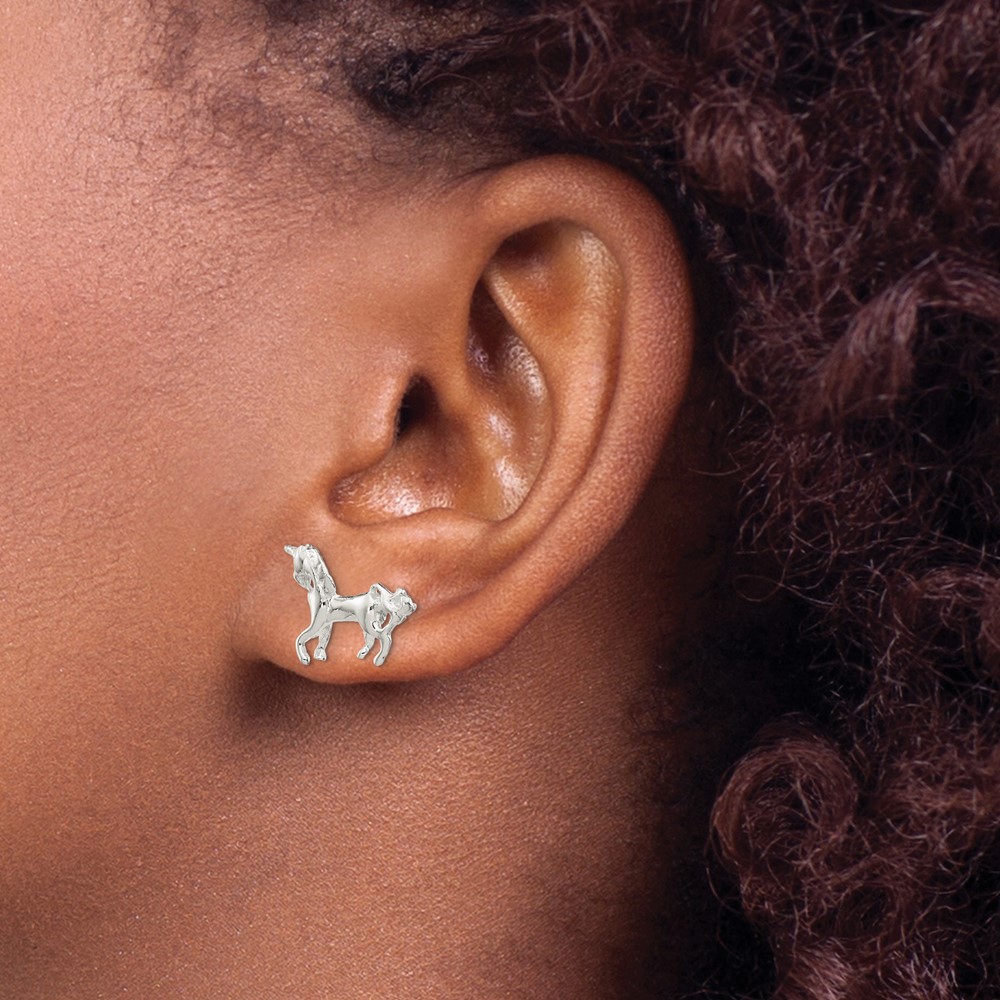 Sterling Silver Unicorn Mini Earrings (QE687)