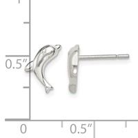 Sterling Silver Polished Dolphin Post Earrings view 4