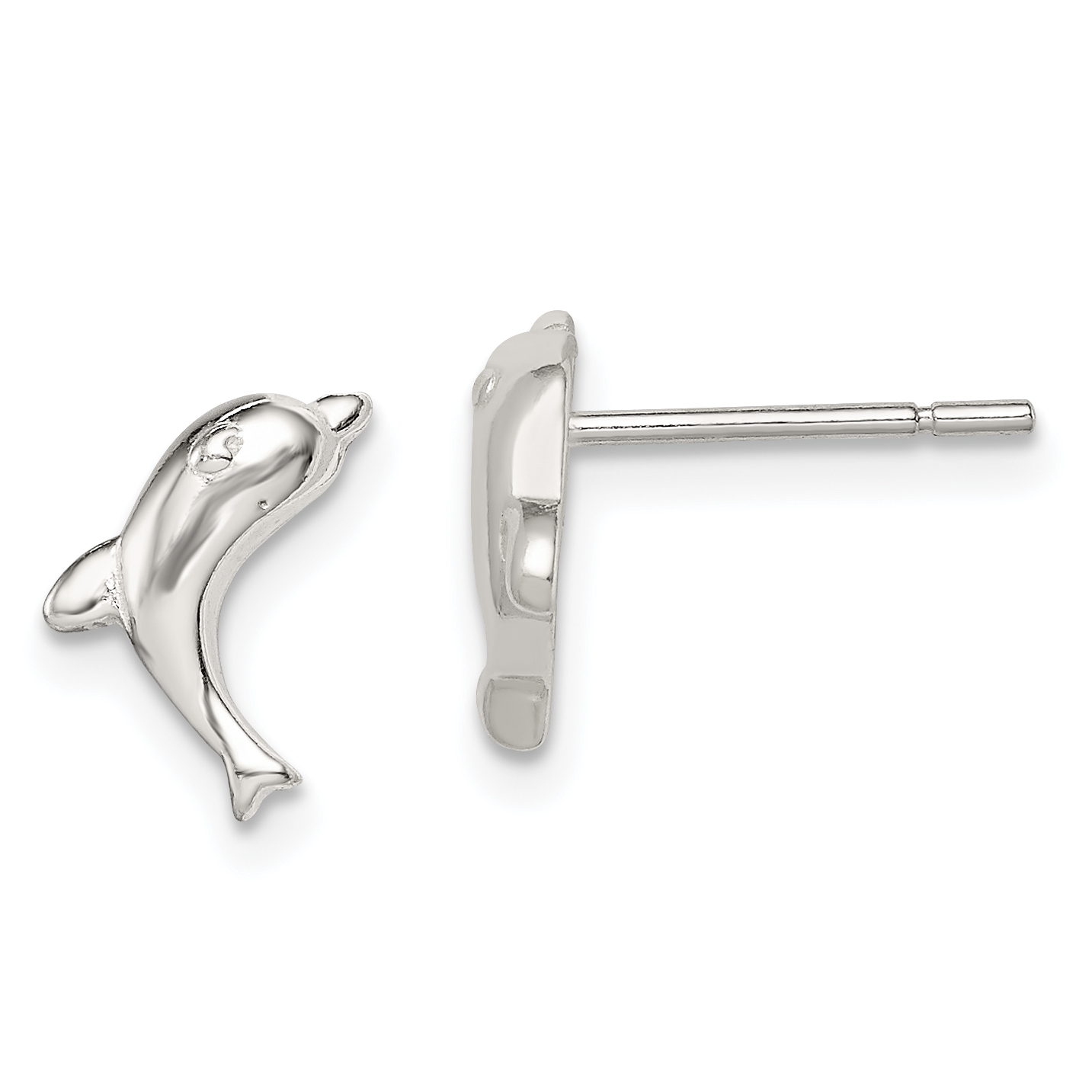 Sterling Silver Polished Dolphin Post Earrings (QE688)