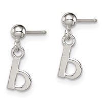 Sterling Silver Polished B Dangle Post Earrings view 2