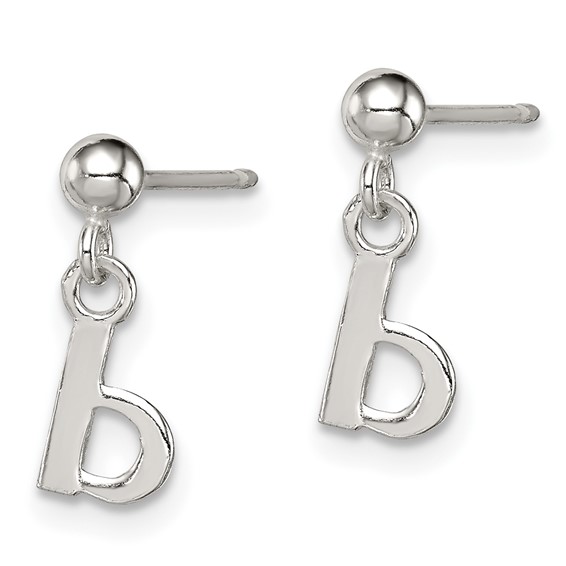 Sterling Silver Polished B Dangle Post Earrings