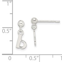 Sterling Silver Polished B Dangle Post Earrings view 4