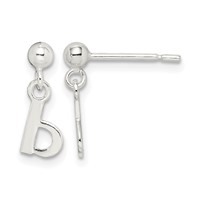 Sterling Silver Polished B Dangle Post Earrings view 1