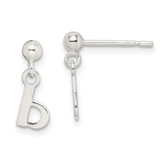 Sterling Silver Polished B Dangle Post Earrings