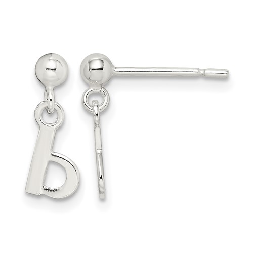 Sterling Silver Polished B Dangle Post Earrings