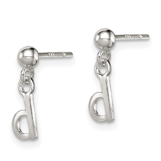 Sterling Silver Polished D Dangle Post Earrings