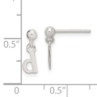 Sterling Silver Polished D Dangle Post Earrings view 4