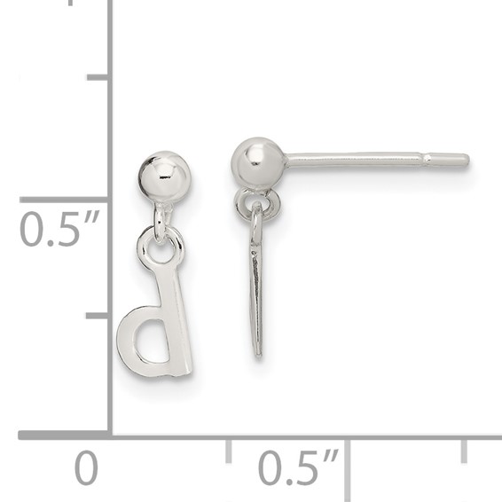 Sterling Silver Polished D Dangle Post Earrings