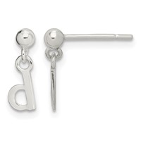 Sterling Silver Polished D Dangle Post Earrings view 1