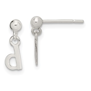 Sterling Silver Polished D Dangle Post Earrings