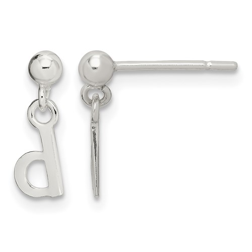 Sterling Silver Polished D Dangle Post Earrings