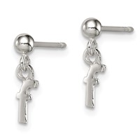 Sterling Silver Polished F Dangle Post Earrings view 2