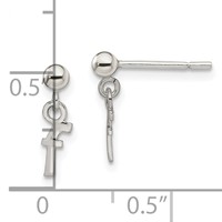 Sterling Silver Polished F Dangle Post Earrings view 4